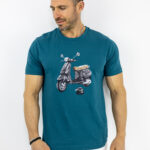 T-Shirt Regular Fit Vespa Πετρόλ