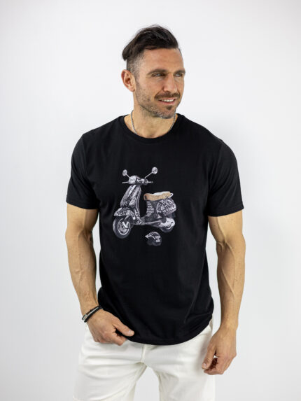T-Shirt Regular Fit Vespa Μαύρο