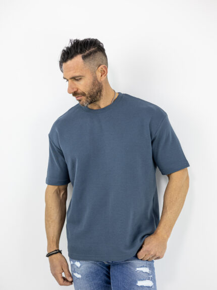T-Shirt Oversized Μονόχρωμο Πετρόλ