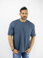 T-Shirt Oversized Μονόχρωμο Πετρόλ