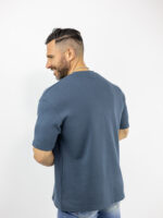 T-Shirt Oversized Μονόχρωμο Πετρόλ