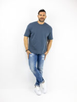 T-Shirt Oversized Μονόχρωμο Πετρόλ