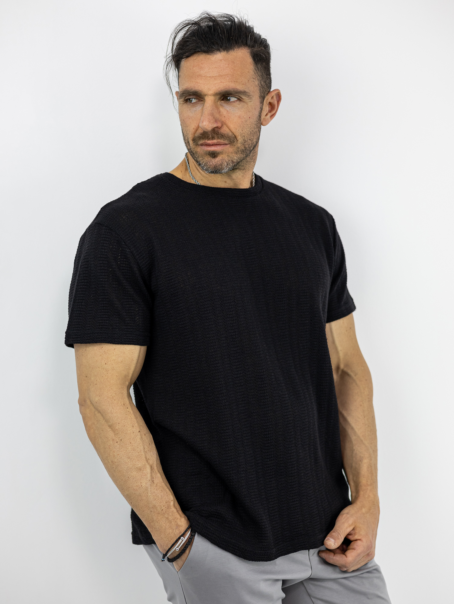 TSHIRT_INDICODE_130109_MAURO_01.jpg T-Shirt Regular Fit Μονόχρωμο Μαύρο