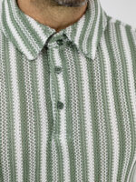 T-Shirt Polo Regular Fit Ριγέ Ασπρο/Λαδί