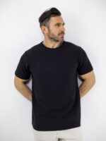 T-Shirt Regular Fit Μονόχρωμο Μαύρο