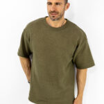 T-Shirt Oversized Μονόχρωμο Λαδί