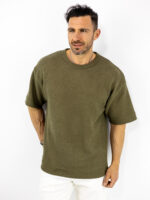T-Shirt Oversized Μονόχρωμο Λαδί