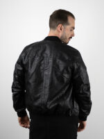 Μπουφάν Δερματίνη Slim Fit Bomber Μαύρο