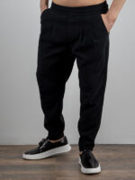 Παντελόνι Jogger Loose Fit Λινό Μαύρο