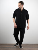 Παντελόνι Jogger Loose Fit Λινό Μαύρο