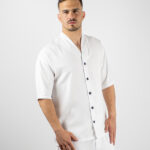 Πουκάμισο Με Όρθια Λαιμόκοψη & Χωρίς Γιακά Λευκό