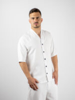 Πουκάμισο Με Όρθια Λαιμόκοψη & Χωρίς Γιακά Λευκό