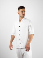 Πουκάμισο Με Όρθια Λαιμόκοψη & Χωρίς Γιακά Λευκό