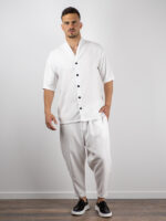 Πουκάμισο Με Όρθια Λαιμόκοψη & Χωρίς Γιακά Λευκό