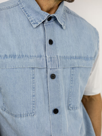 Πουκάμισο Αμάνικο Oversized Σιέλ