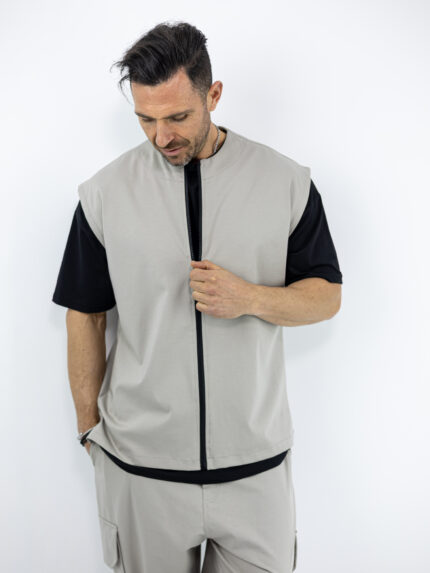 Γιλέκο Αμάνικο Οversized Μπέζ