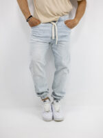 Παντελόνι Jean Regular Fit & Λάστιχο Κάτω Σιέλ