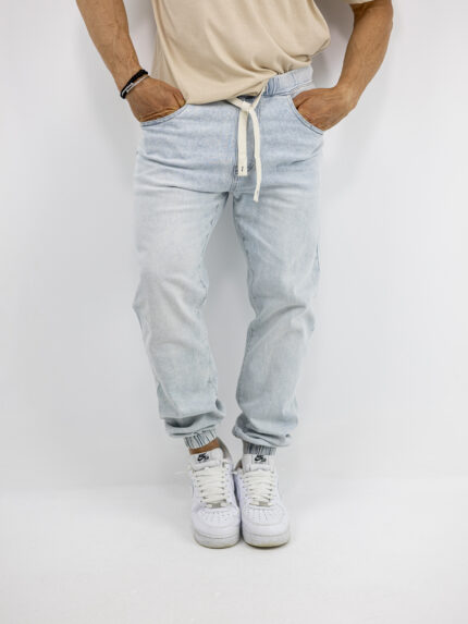 Παντελόνι Jean Regular Fit & Λάστιχο Κάτω Σιέλ