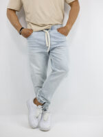 Παντελόνι Jean Regular Fit & Λάστιχο Κάτω Σιέλ