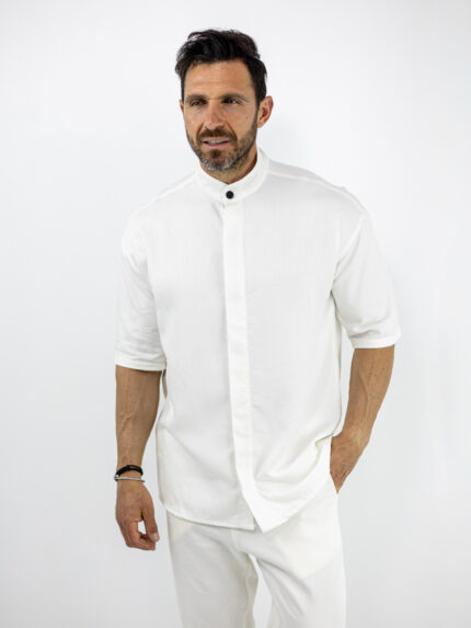 Πουκάμισο Oversized 3/4 Μανίκι Λεύκο