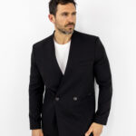 Σακάκι με λοξό κουμπί Regular Fit Μαύρο