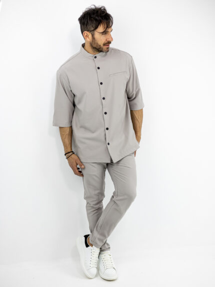Πουκάμισο Μάο Regular Fit 3/4 Μανίκι & Παντελόνι Jogger Loose Fit Fanco