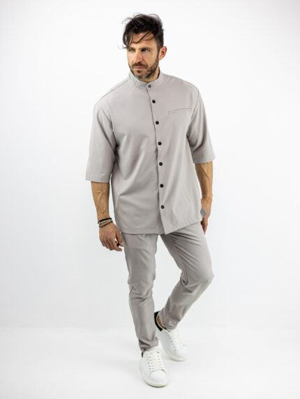 Πουκάμισο Μάο Regular Fit 3/4 Μανίκι & Παντελόνι Jogger Loose Fit Fanco
