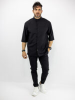Πουκάμισο Μάο Regular Fit 3/4 Μανίκι & Παντελόνι Jogger Loose Fit Μαύρο