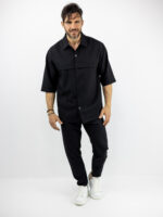 Πουκάμισο Κρυφή Πατιλέτα Regular Fit & Παντελόνι Jogger Loose Fit Μαύρο