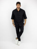 Πουκάμισο Κρυφή Πατιλέτα Regular Fit & Παντελόνι Jogger Loose Fit Μαύρο