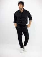 Πουκάμισο Κρυφή Πατιλέτα Regular Fit & Παντελόνι Jogger Loose Fit Μαύρο