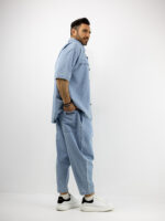 Jean Παντελόνι Balloon & Jean Πουκάμισο Oversized Σιέλ