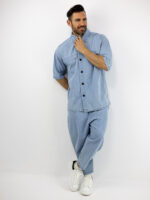 Jean Παντελόνι Balloon & Jean Πουκάμισο Oversized Σιέλ