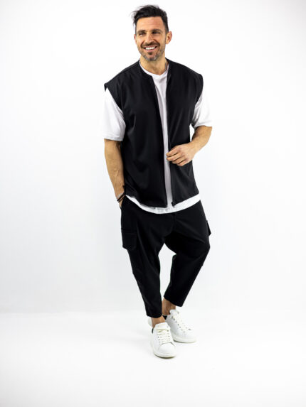 Γιλέκο Αμάνικο & Παντελόνι Cargo Balloon Οversized Μαύρο