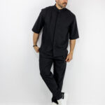 Παντελόνι Jogger & Πουκάμισο με Μάο Γιακά Loose Fit Μαύρο