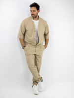Παντελόνι Jogger Loose Fit & Σακάκι Overshirt Μπέζ