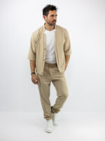 Παντελόνι Jogger Loose Fit & Σακάκι Overshirt Μπέζ