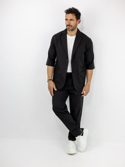 Παντελόνι Jogger Loose Fit & Σακάκι Overshirt Μαύρο