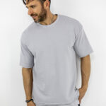 T-Shirt Oversized Μονόχρωμο Γκρί