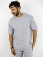 T-Shirt Oversized Μονόχρωμο Γκρί
