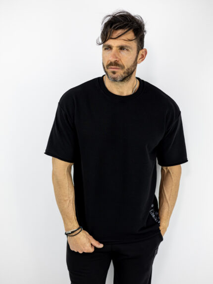 T-Shirt Oversized Μονόχρωμο Μαύρο