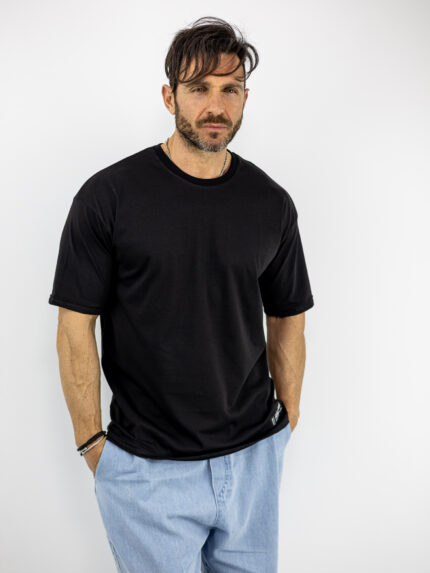 T-Shirt Oversized & Στάμπα Πίσω Μαύρο