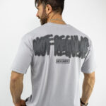 T-Shirt Oversized & Στάμπα Πίσω Γκρί