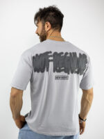 T-Shirt Oversized & Στάμπα Πίσω Γκρί