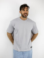 T-Shirt Oversized & Στάμπα Πίσω Γκρί