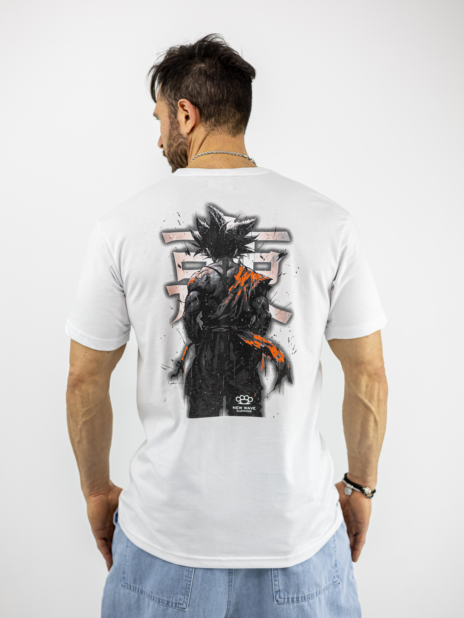 TSHIRT_NEW_WAVE_130155_LEFKO_01.jpg T-Shirt Regular Fit & Στάμπα Πίσω Λευκό