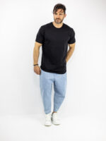 T-Shirt Regular Fit & Στάμπα Πίσω Μαύρο