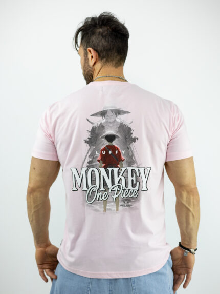 T-Shirt Regular Fit & Στάμπα Πίσω Monkey Ρόζ