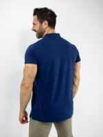 T-Shirt Μάο Regular Fit Μονόχρωμο Μπλέ
