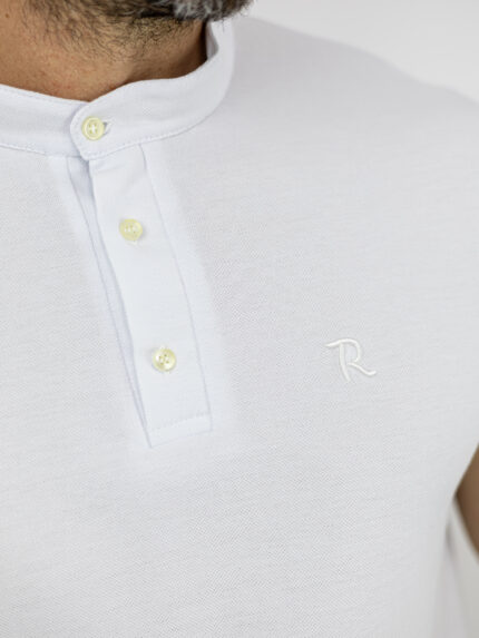 T-Shirt Μάο Regular Fit Μονόχρωμο Λευκό